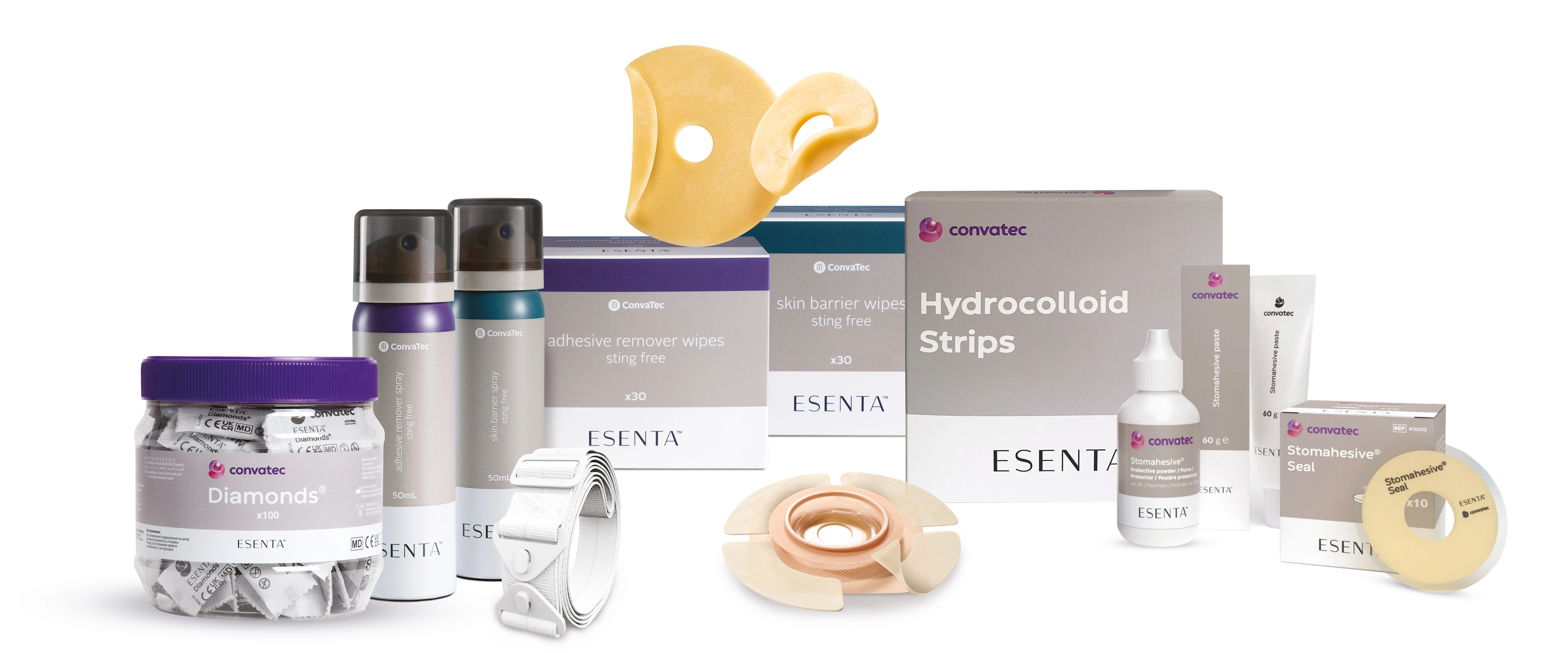 Groupe de produits ESENTA™ et de soins pour ostomie stomahésive®
